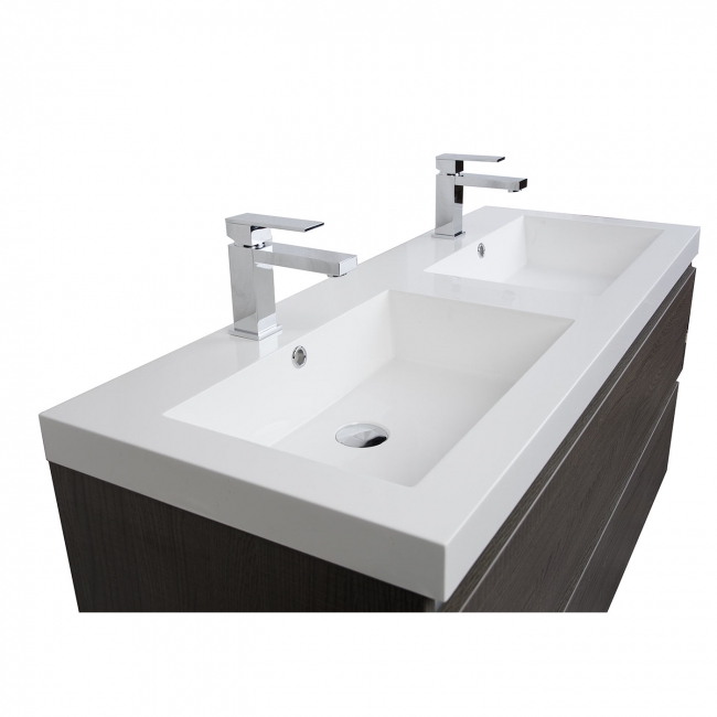 Valencia 47" Wall-Mount Double Bathroom Vanity Set Grey Oak Optional Mirror RS-DG1200-GO