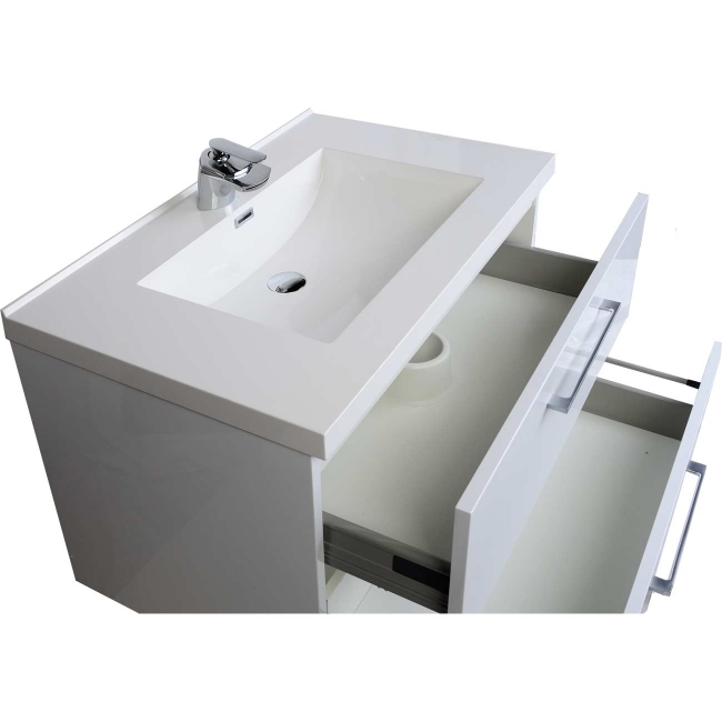 33.5" Wall-Mount Contemporary Bathroom Vanity Set in High Gloss White TN-TA860-HGW