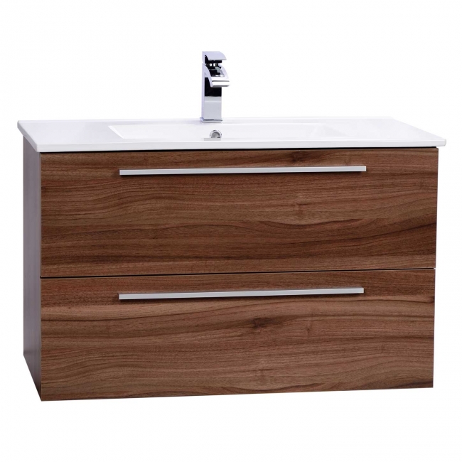 Nola 35.5" Wall-Mount Modern Bathroom Vanity Walnut TN-T900C-WN