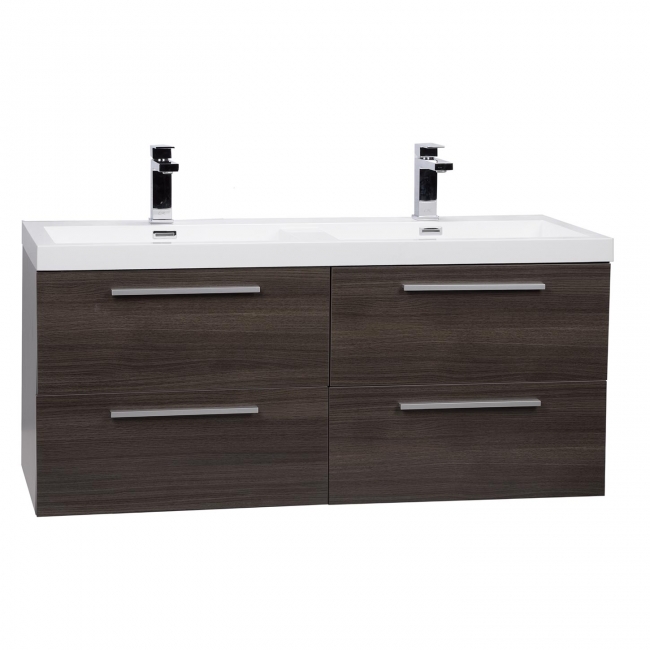 47" Wall Mounted Modern Double Bathroom Vanity in Grey OakTN-T1200D-GO