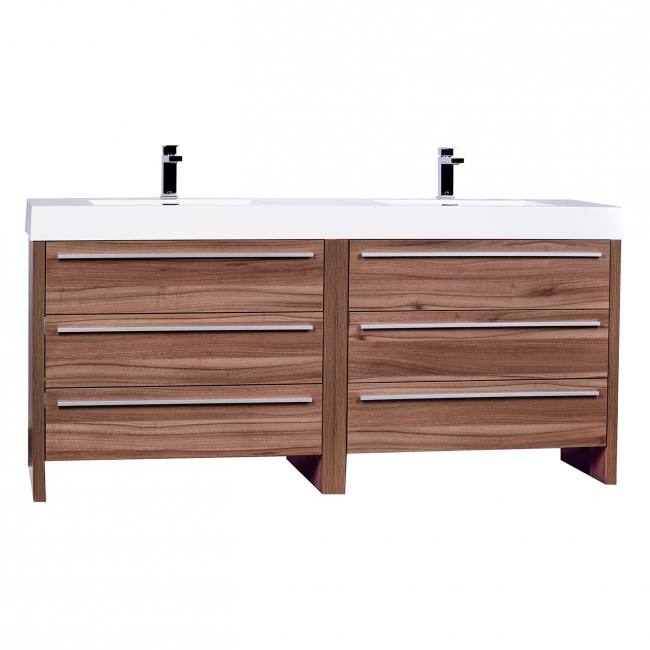 VINNCE 71" Contemporary  Double Vanity Set Walnut TN-LX1810-WN