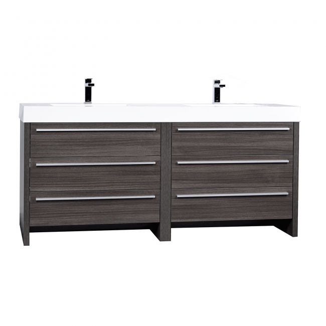 VINNCE 71" Contemporary  Double Vanity Set Grey Oak TN-LX1810-GO