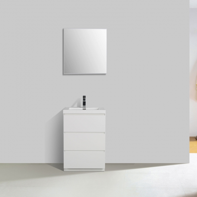 Edison 23.6" Single Bathroom Vanity Set in High Gloss White TN-ED600-HGW