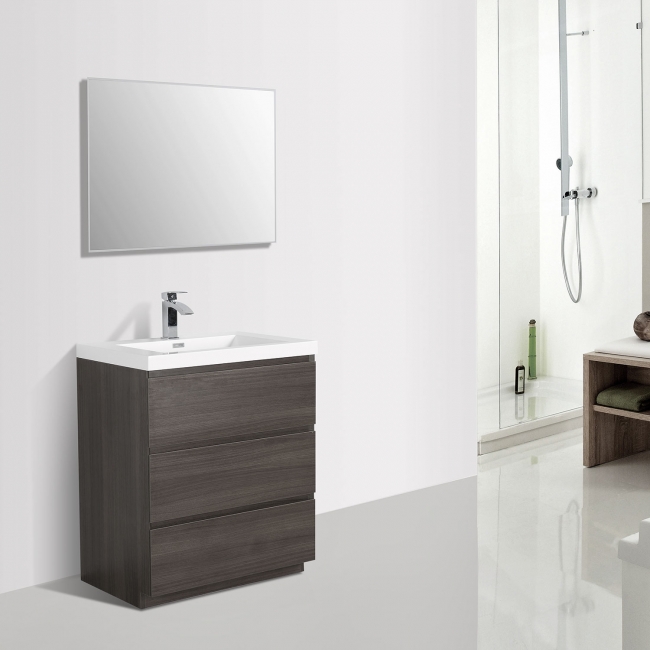 Buy Edison 29.5 Inch Single Bathroom Vanity Set in Grey Oak TN-ED750-GO   - Conceptbaths.com