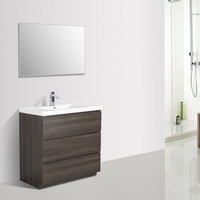 Edison 35.5" Single Bathroom Vanity Set in Grey Oak TN-ED900-GO