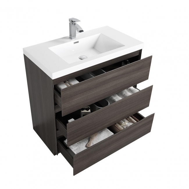 Edison 35.5" Single Bathroom Vanity Set in Grey Oak TN-ED900-GO