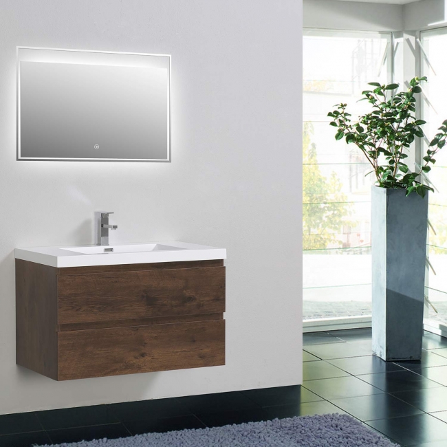 Buy Angela 35.4 Inch Wall-Mount Bathroom Vanity in Rosewood TN-AG900-1-RW - Conceptbaths.com Free Shipping