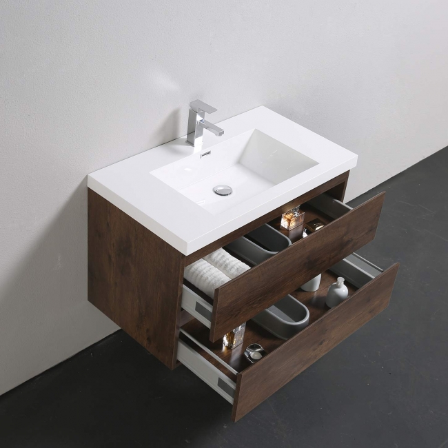 Buy Angela 35.4 Inch Wall-Mount Bathroom Vanity in Rosewood TN-AG900-1-RW - Conceptbaths.com Free Shipping