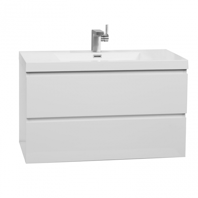 Angela 35.5" Wall-Mount Bathroom Vanity in High Gloss White TN-AG900-HGW