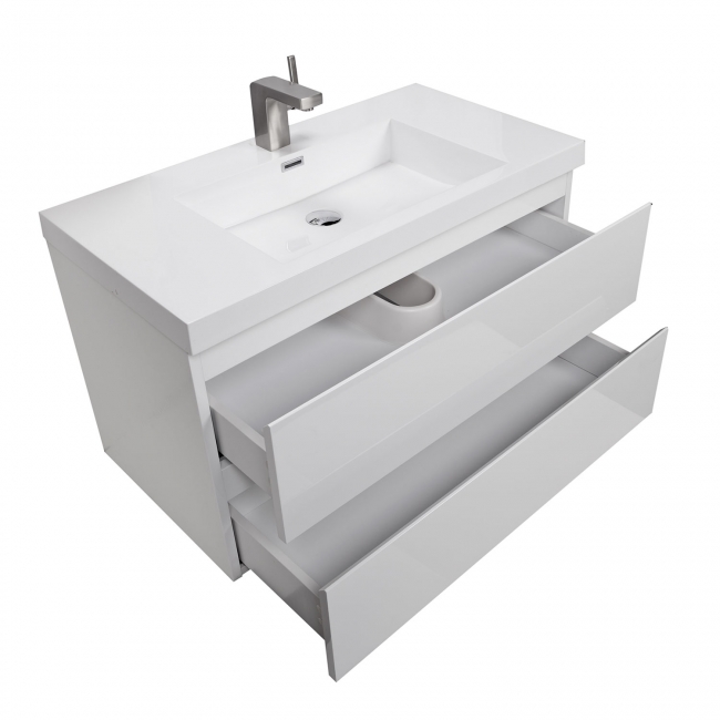 Buy Angela 35.5 Inch Wall-Mount Bathroom Vanity in High Gloss White TN-AG900-HGW - Conceptbaths.com Free Shipping