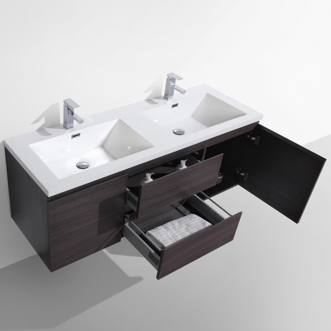 Buy 59 Inch Angela Wall Mounted Modern Double Vanity in Char Oak TN-AG1500-1D-CO  | Conceptbaths.com