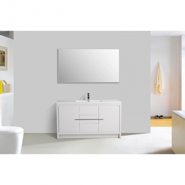 CBI Enna 59 Inch Single Modern Bathroom Vanity in High Gloss White TN-LA1500S-HGW