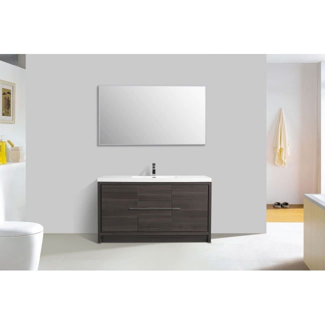 CBI Enna 59 Inch Single Modern Bathroom Vanity in Grey Oak TN-LA1500S-GO