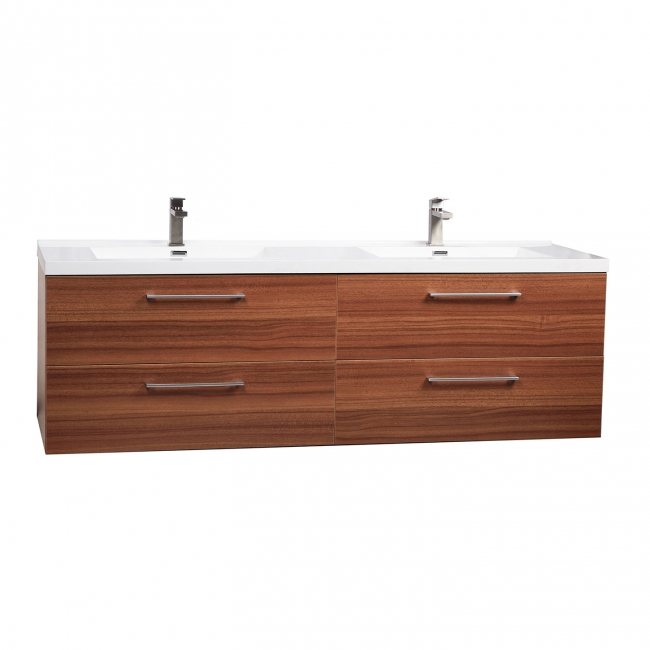 Camino 67" Modern Double Vanity Set Wall Mount in Teak TN-A1710-TK