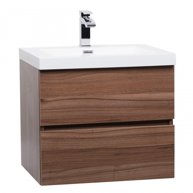 Angela 23.5" Wall-Mount Bathroom Vanity in Walnut TN-AG600-WN