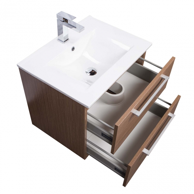 Caen 24" Wall-Mounted Single Bathroom Vanity Set in Light Oak Optional Mirror RS-DM600-LOK
