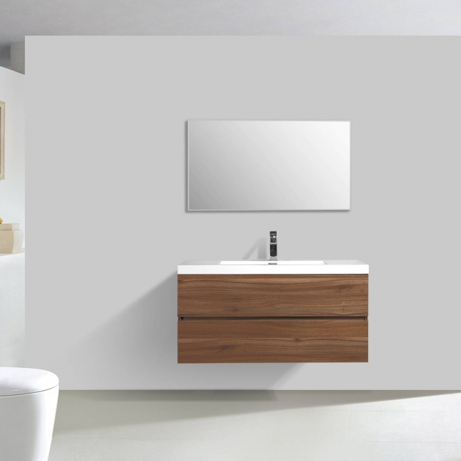 Angela 41.9" Wall-Mount Bathroom Vanity Walnut TN-AG1065-1-WN