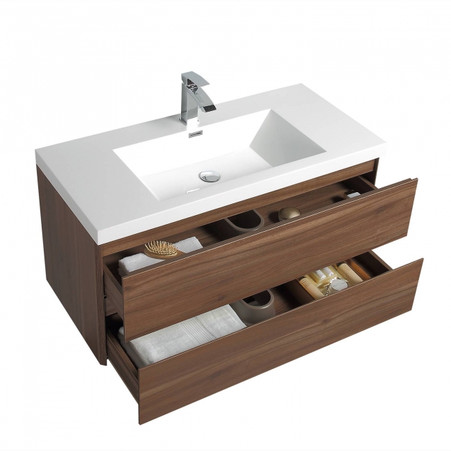 Buy Angela 41.9" Wall-Mount Bathroom Vanity Walnut TN-AG1065-1-WN- Conceptbaths.com Free Shipping