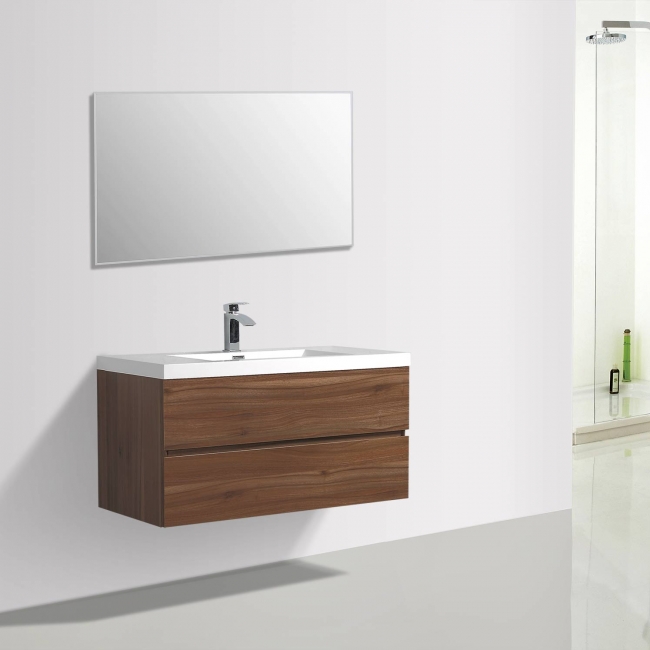 Buy Angela 41.9" Wall-Mount Bathroom Vanity Walnut TN-AG1065-1-WN- Conceptbaths.com Free Shipping