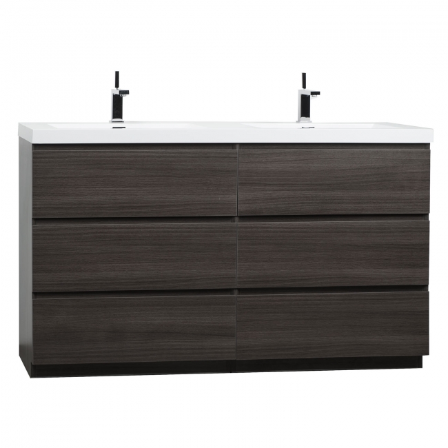 CBI Edison 59 Inch Double Modern Bathroom Vanity Grey Oak TN-ED1500D-GO