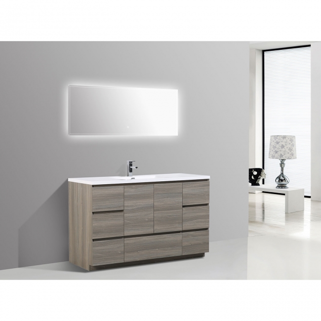 CBI Edison 59 Inch Single Modern Bathroom Vanity Maple Grey TN-ED1500S-MG