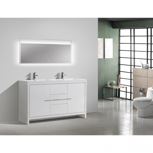 Buy CBI Enna 59 Inch Single Modern Bathroom Vanity in High Gloss White TN-LA1500S-HGW on www.conceptbaths.com, FREE SHIPPING
