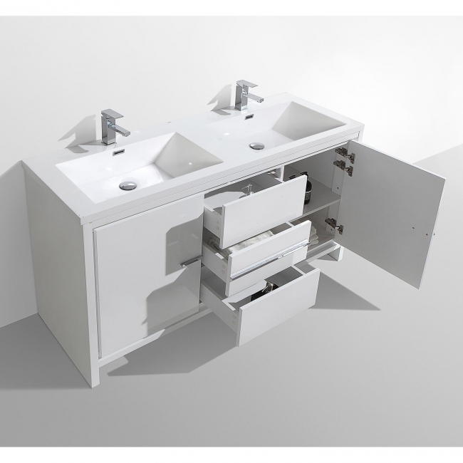 Buy CBI Enna 59 Inch Single Modern Bathroom Vanity in High Gloss White TN-LA1500S-HGW on www.conceptbaths.com, FREE SHIPPING