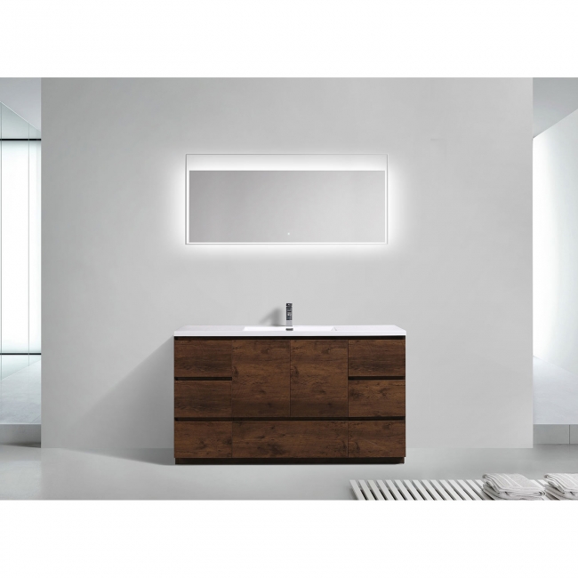 CBI Edison 59 Inch Single Modern Bathroom Vanity Rosewood TN-ED1500S-RW