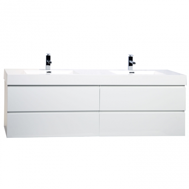 Angela 71" Wall Mounted Double Bathroom Vanity Glossy White TN-AG1810-HGW