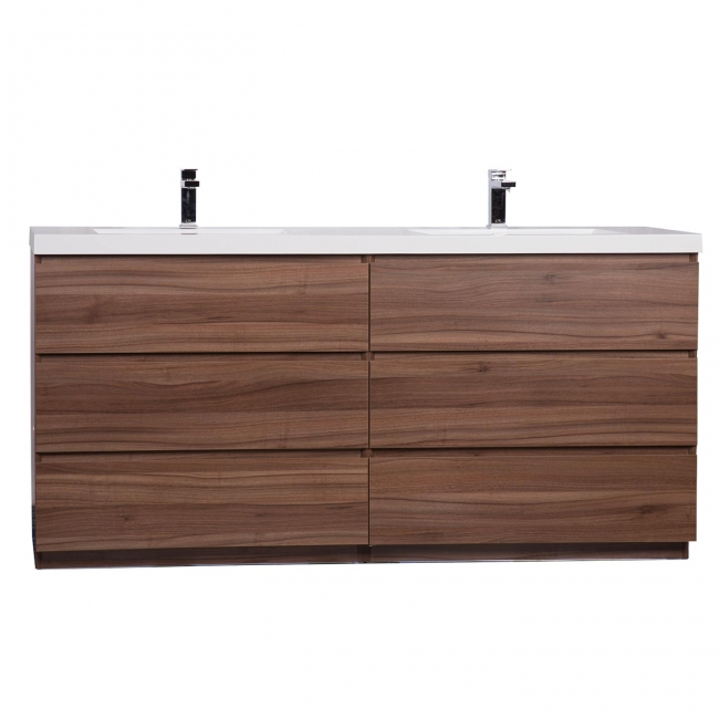 CBI Edison 70.8 Inch Double Modern Bathroom Vanity Walnut TN-ED1800D-WN