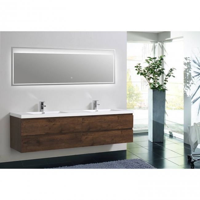 Buy Angela 83.4" Contemporary Double Wall Mounted Rosewood TN-AG2120-1-RW, on conceptbaths.com, FREE SHIPPING