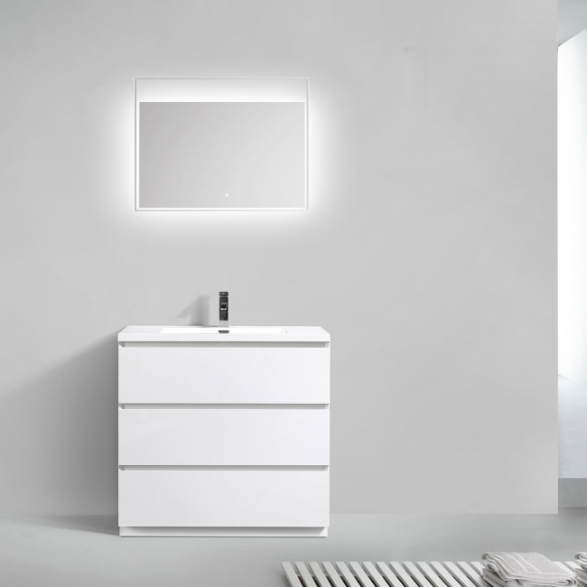 Edison 35.5" Single Bathroom Vanity Set Glossy White TN-ED900-HGW