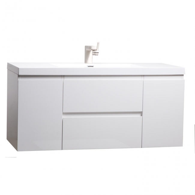 47" Angela Wall Mounted Modern Single Vanity High Gloss White TN-AG1200-HGW