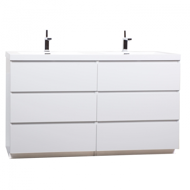 CBI Edison 59 Inch Double Modern Bathroom Vanity Glossy White TN-ED1500D-HGW