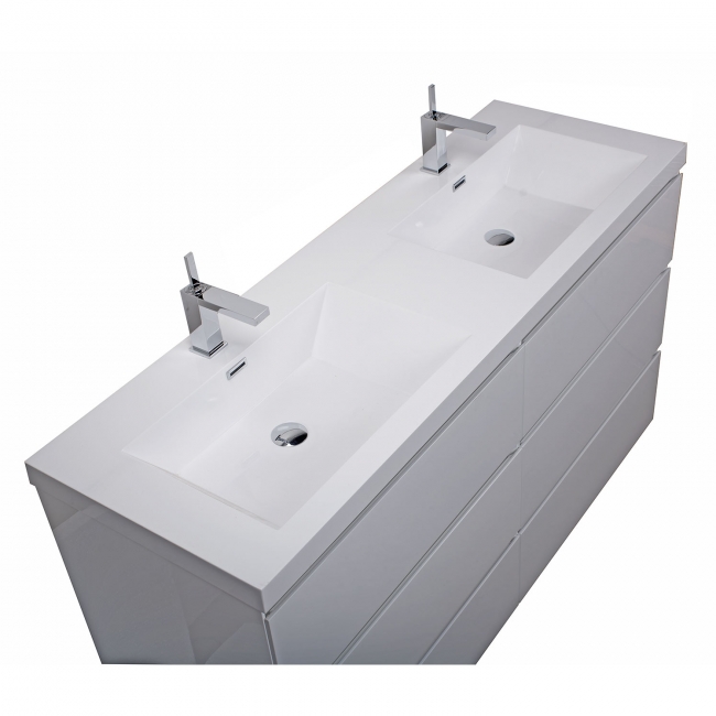 CBI Edison 59 Inch Double Modern Bathroom Vanity Glossy White TN-ED1500D-HGW