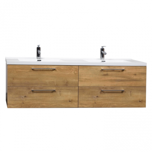 Camino 67" Modern Double Vanity Set Wall Mount in Teak TN-A1710-TK