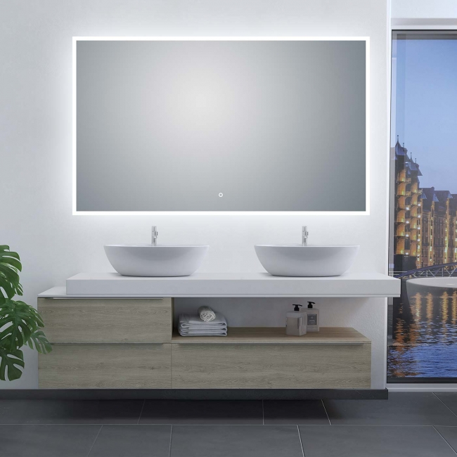 LED Illuminated Bathroom / Vanity Wall Mirror 41.9" x 35.5" LAM-049F