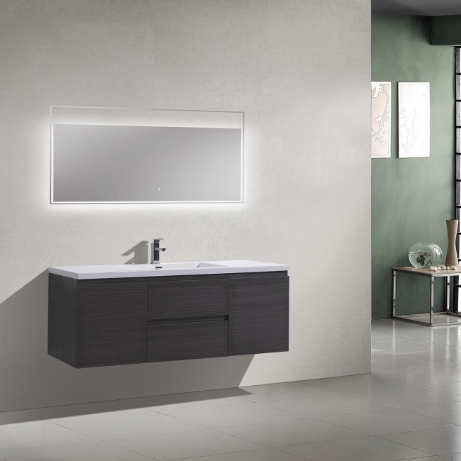 Buy 59 Inch Angela Wall Mounted Modern Single Vanity in Char Oak TN-AG1500-1S-CO  | Conceptbaths.com