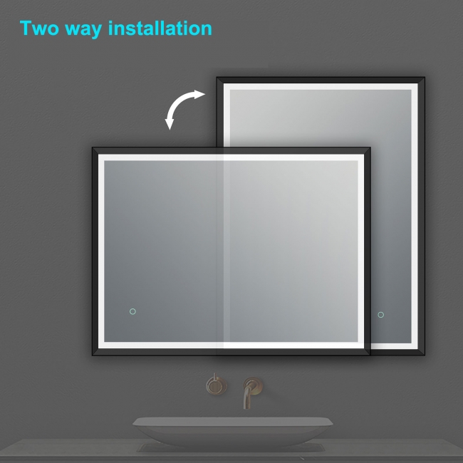 NEBULA 30" Backlit LED Illuminated Wall Mirror with Defogger, Matte Black