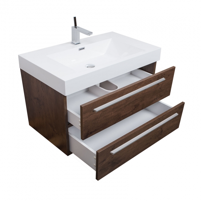 35.5" Wall-Mount Contemporary Bathroom Vanity Rosewood TN-M900-RW