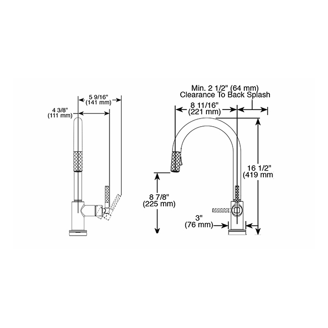 Litze®  Pull-Down Faucet with Arc Spout and Knurled Handle