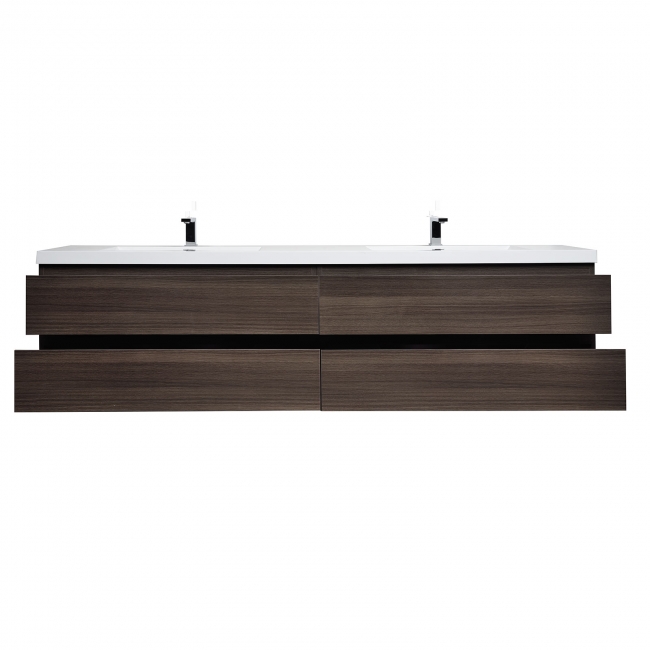 Angela 83.4" Contemporary Double Wall Mounted Bathroom Vanity, Grey Oak TN-AG2120-GO