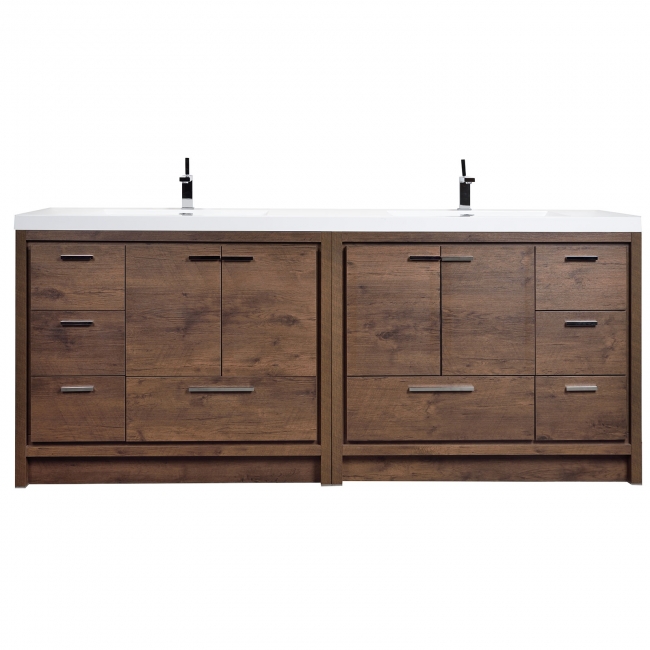 Enna 83.4" Free Standing Bath Vanity with Double Sink, Rosewood TN-LA2120-RW