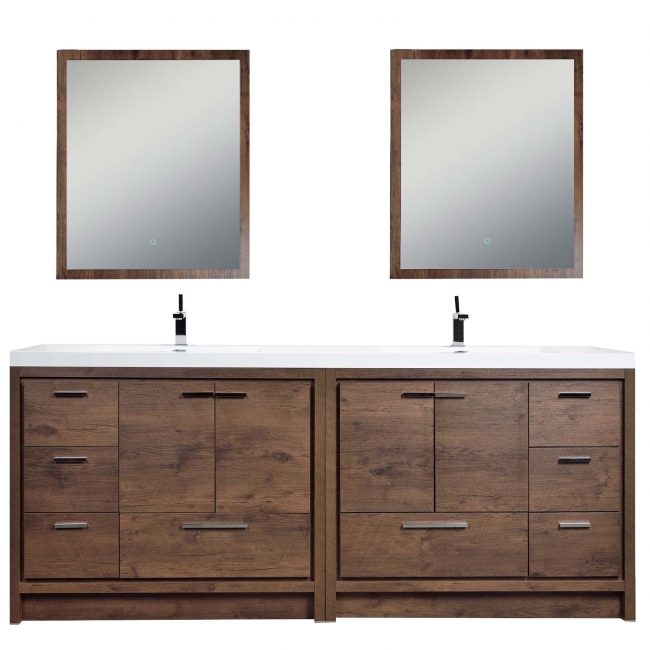 Enna 70.8" Free Standing  Double Sink Bathroom Vanity , Rosewood