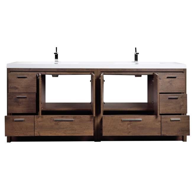 Enna 70.8" Free Standing  Double Sink Bathroom Vanity , Rosewood