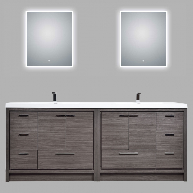 Enna 70.8" Free Standing Bath Vanity with Double Sink, Char Oak TN-LA1800-CO