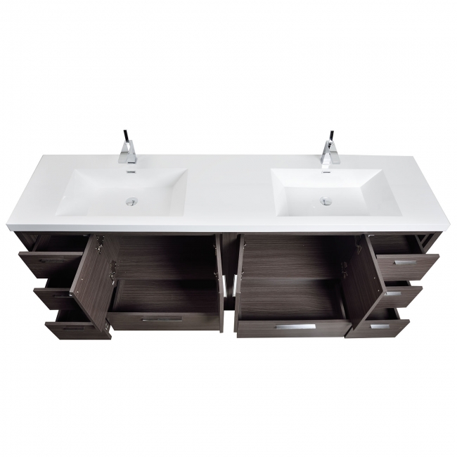 Enna 83.4" Free Standing Bath Vanity with Double Sink, Char Oak TN-LA2120-CO