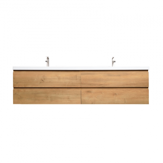 Angela 83.4" Contemporary Double Wall Mounted Vanity, Natural Oak TN-AG2120-NO