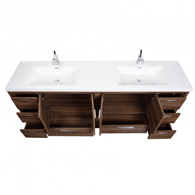 Enna 83.4" Free Standing Bath Vanity with Double Sink, Walnut TN-LA2120-WN