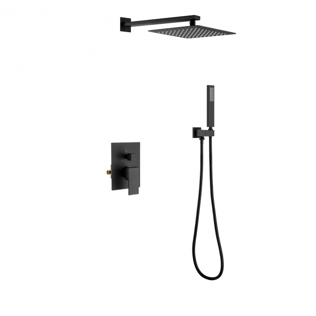 Essence Hardware Mercer Pressure Balance Shower Set with Rainfall and Handheld, Matte Black